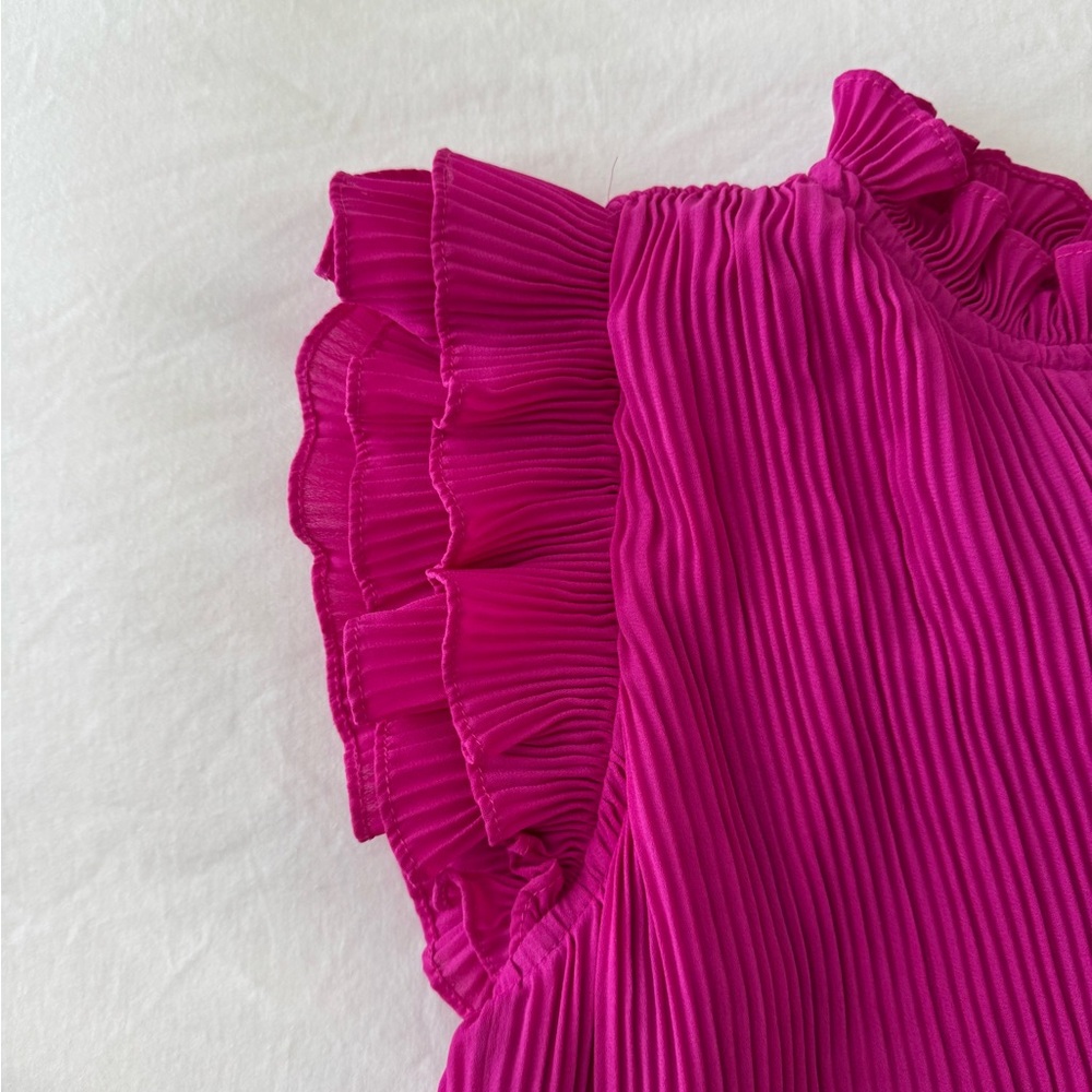 TCEC Ruffled Sleeveless Top in Vibrant Pink - Picture 4 of 5